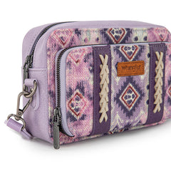 Wrangler Southwestern Pattern Dual Sided Print Crossbody Purse With Wallet Compartment