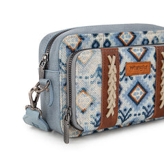 Wrangler Southwestern Pattern Dual Sided Print Crossbody Purse With Wallet Compartment