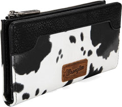 WG133-212 Wrangler Cow Print Bi-Fold Wallet - Black