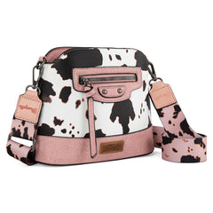 Wrangler Zippered Cow Print Crossbody Bag