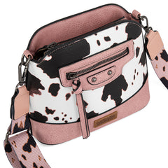 Wrangler Zippered Cow Print Crossbody Bag