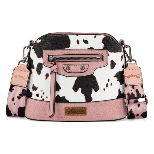 Wrangler Zippered Cow Print Crossbody Bag