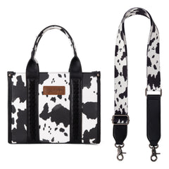 WG133-8120S  Wrangler Cow Print Concealed Carry Tote/Crossbody - Black