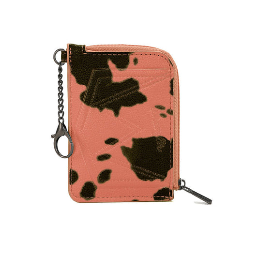 WG133-W005 Wrangler Cow Print Print Mini Zip Card Case - Pink