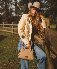 Wrangler Braided Detail Tote/Crossbody Bag