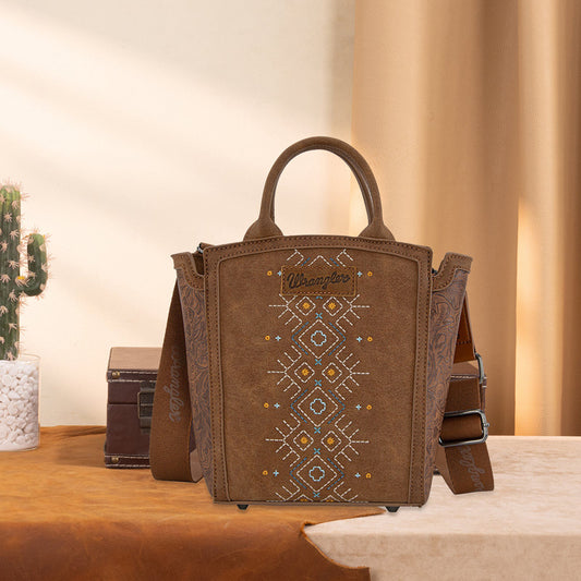 Wrangler Aztec Embroidered Floral Embossed Tote/Crossbody