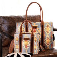 Wrangler Southwestern Dual Sided Print Canvas Tote/Crossbody Collection