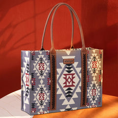 Wrangler Aztec Southwestern Pattern Dual Sided Print Canvas Tote/Crossbody Bag Collection