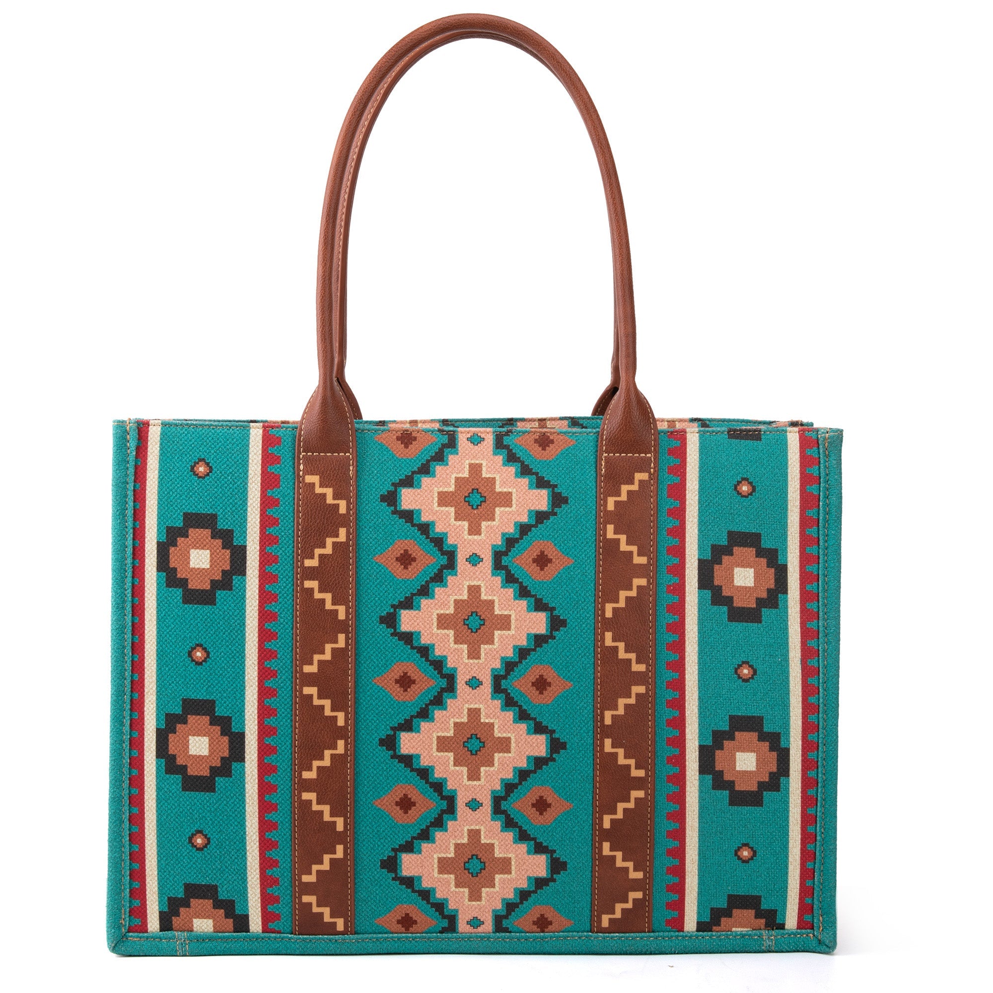 Wrangler Aztec Southwestern Pattern Dual Sided Print Canvas Tote/Crossbody Bag Collection - Cowgirl Wear