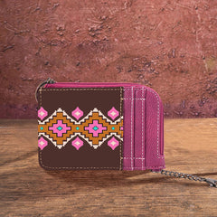 WG2203-W005 2023 Fall New Wrangler Aztec Southwestern Art Print Mini Zip Card Case