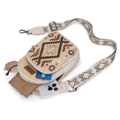 Wrangler Aztec Embroidered Whipstitch Sling Bag