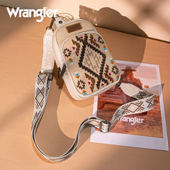 Wrangler Aztec Embroidered Whipstitch Sling Bag