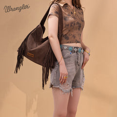 Wrangler Fringe Studded Hobo Bag