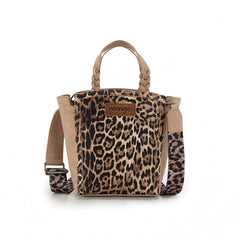Wrangler Western Braided Handle Leopard Tote Bag