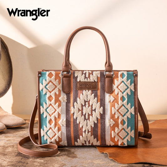 Wrangler Sherpa Aztec Canvas Tote Bag