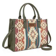 Wrangler Sherpa Aztec Canvas Tote Bag