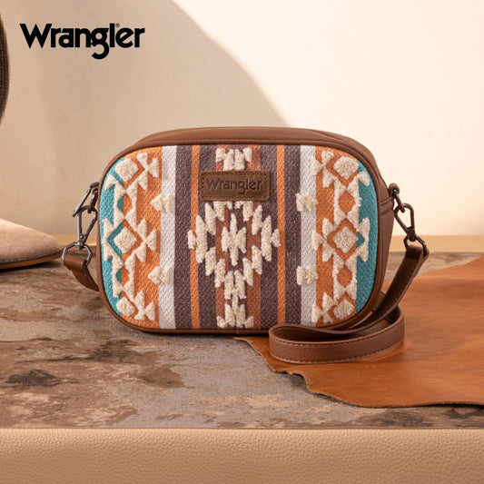 Wrangler Sherpa Aztec Canvas Crossbody