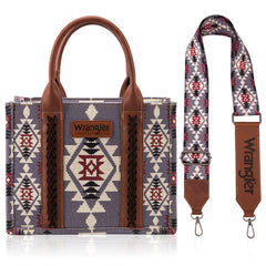 Wrangler Aztec Southwestern Pattern Dual Sided Print Canvas Tote/Crossbody Bag Collection - Cowgirl Wear