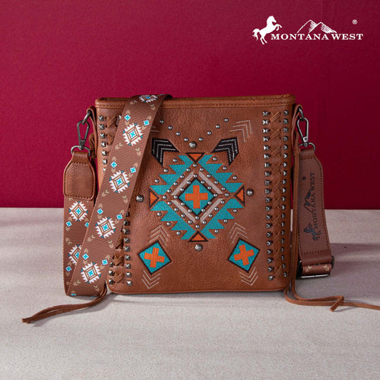 Montana West Embroidered Aztec Collection Concealed Carry Crossbody Bag