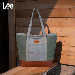 Lee Denim Canvas Leather Blend Tote Bag