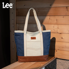 Lee Denim Canvas Leather Blend Tote Bag