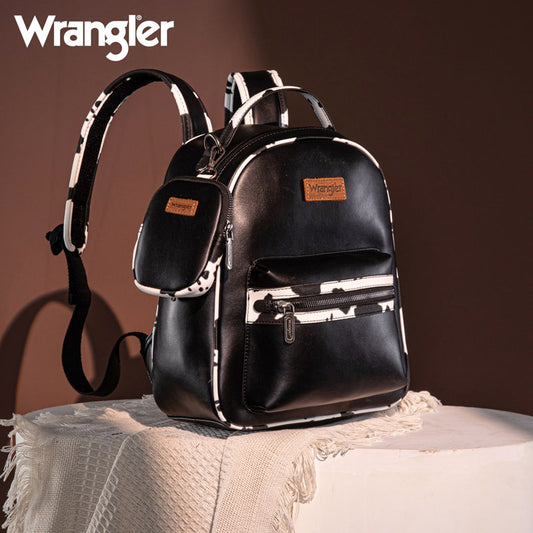 Wrangler Cow Print Decorated Zipper Backpack