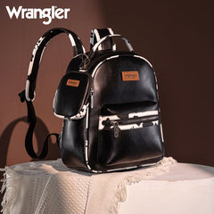 Wrangler Cow Print Decorated Zipper Backpack