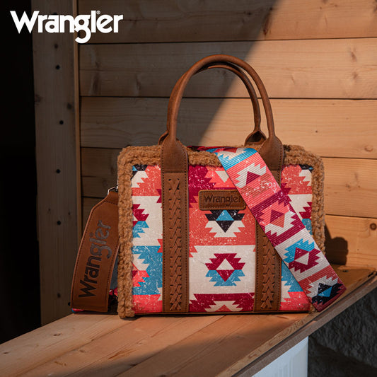 Wrangler Aztec Sherpa Trim Crossbody Purse