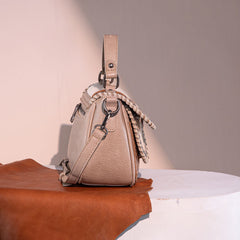 Trinity Ranch Hair-On Cowhide Saddle Shape Crossbody Satchel