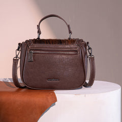 Trinity Ranch Hair-On Cowhide Saddle Shape Crossbody Satchel