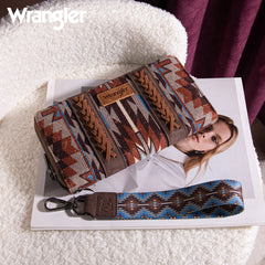 Wrangler Aztec Embroidered Canvas Whipstitch Wristlet