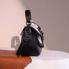 Trinity Ranch Hair-On Cowhide Saddle Shape Crossbody Satchel