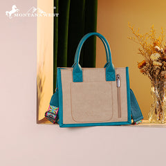 Montana West Pattern Embroidered Canvas Tote Bag