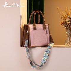 Montana West Pattern Embroidered Canvas Tote Bag