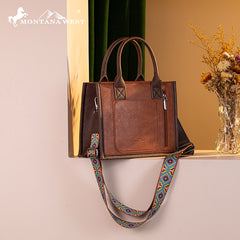 Montana West Pattern Embroidered Canvas Tote Bag