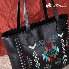 Montana West Aztec Embroidered Collection Concealed Carry Tote