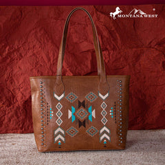 Montana West Aztec Embroidered Collection Concealed Carry Tote