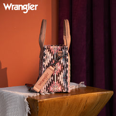 Wrangler Aztec Embroidered Whipstitch Canvas Mini Tote Bag