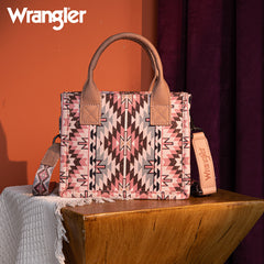 Wrangler Aztec Embroidered Whipstitch Canvas Mini Tote Bag