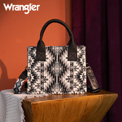 Wrangler Aztec Embroidered Whipstitch Canvas Mini Tote Bag