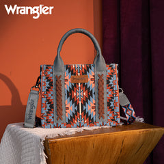 Wrangler Aztec Embroidered Whipstitch Canvas Mini Tote Bag