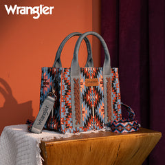 Wrangler Aztec Embroidered Whipstitch Canvas Mini Tote Bag