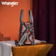 Wrangler Aztec Embroidered Whipstitch Canvas Mini Tote Bag