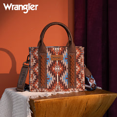 Wrangler Aztec Embroidered Whipstitch Canvas Mini Tote Bag