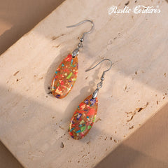 Rustic Couture's®  Natural Stone Water Drop Dangle Earrings