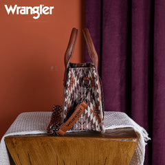 Wrangler Aztec Embroidered Whipstitch Canvas Mini Tote Bag