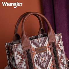Wrangler Aztec Embroidered Whipstitch Canvas Mini Tote Bag