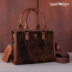 Trinity Ranch Hair On Cowhide Tooling Concealed Carry Tote/Crossbody