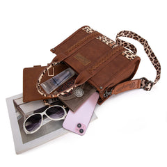 Wrangler Concealed Carry Leopard/Crocodile/Cow Pattern Tote/Crossbody Bag
