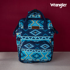 2024 New Wrangler Aztec Southwestern Pattern Dual Sided Print Multi-function Backpack-Navy